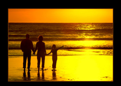 Family portrait at sunset