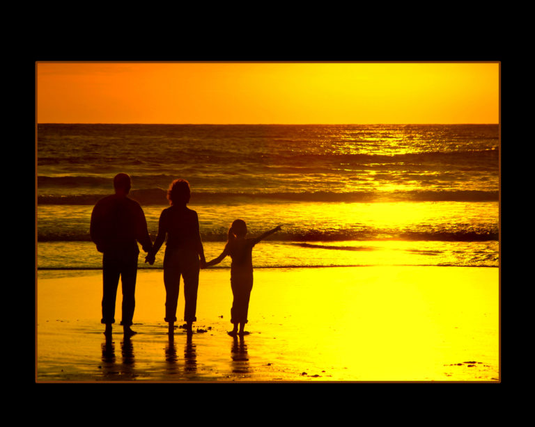 Family portrait at sunset