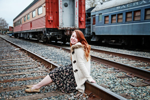 Senior Portraits of young girl in Old Sacramento. CA