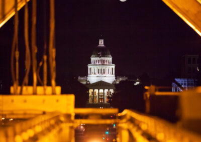 California State Capitol Building at night from bridge