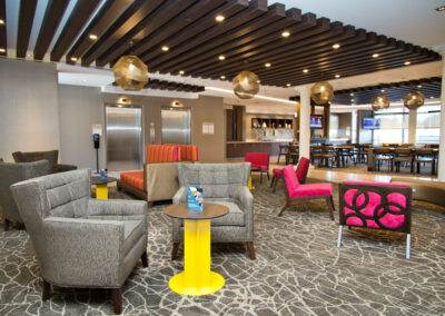 Modernized luxury hotel lobby in the SpringHill Suites by Marriott West Sacramento